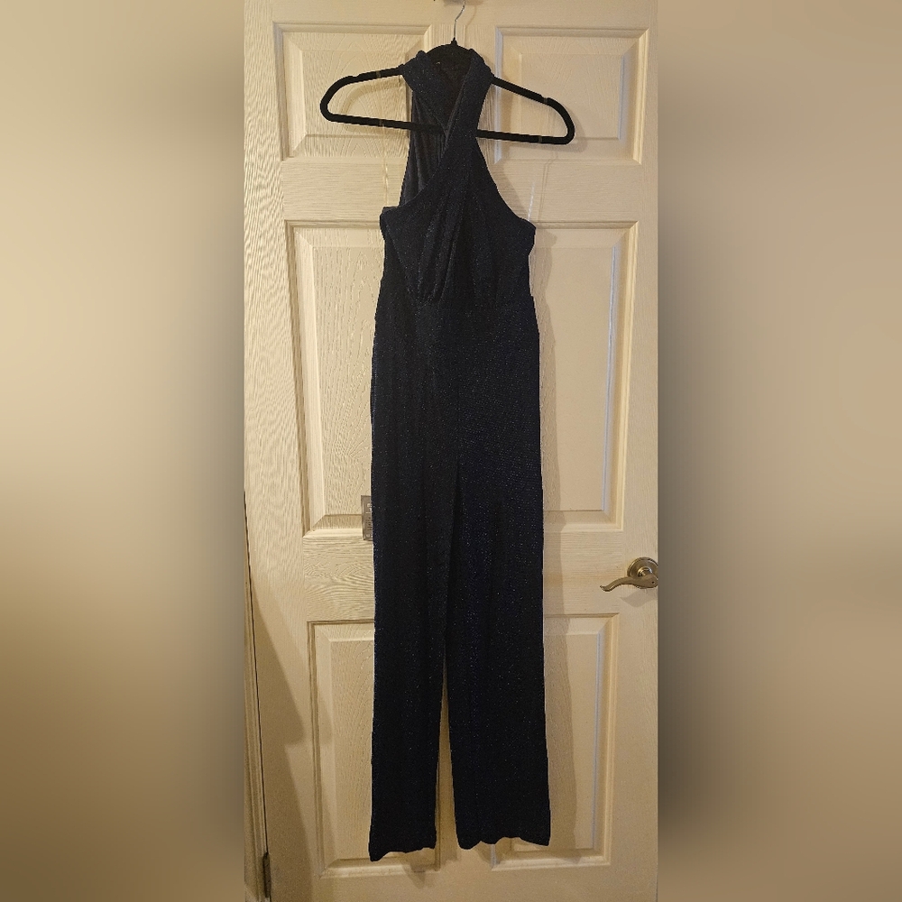 Le Chateau Midnight Blue Halter Jumpsuit